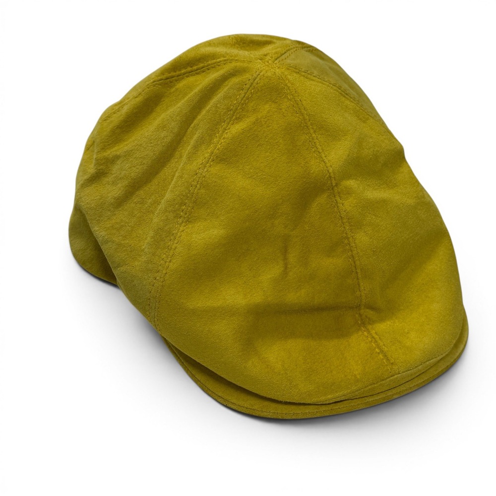Goorin Bros Mens Mustard Yellow Genuine Suede Flat Cap Ivy Driving Hat Large USA - Picture 6 of 9